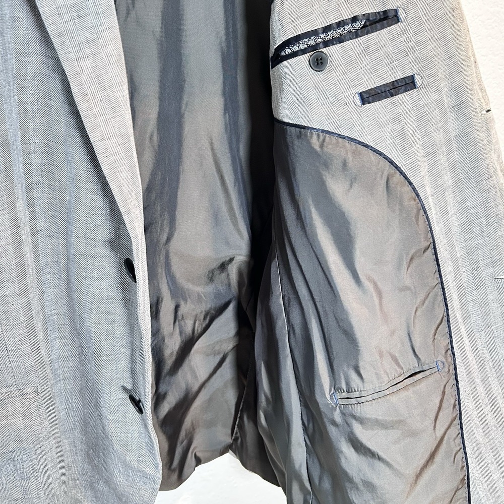 Rodd & Gunn Sport Coat Mens 3XL Gray Linen Herringbone Two Button Jacket - Picture 6 of 13